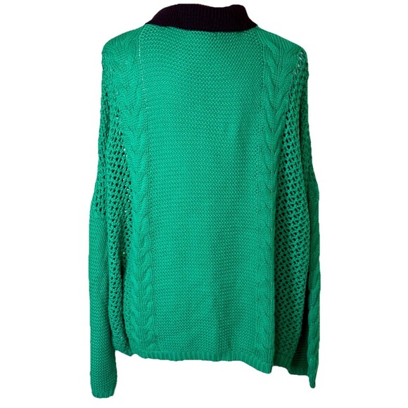 Woman’s Green Open Chunky Knit Sweater Slouchy Preppy Coastal Grandma Size 3XL - Picture 3 of 8
